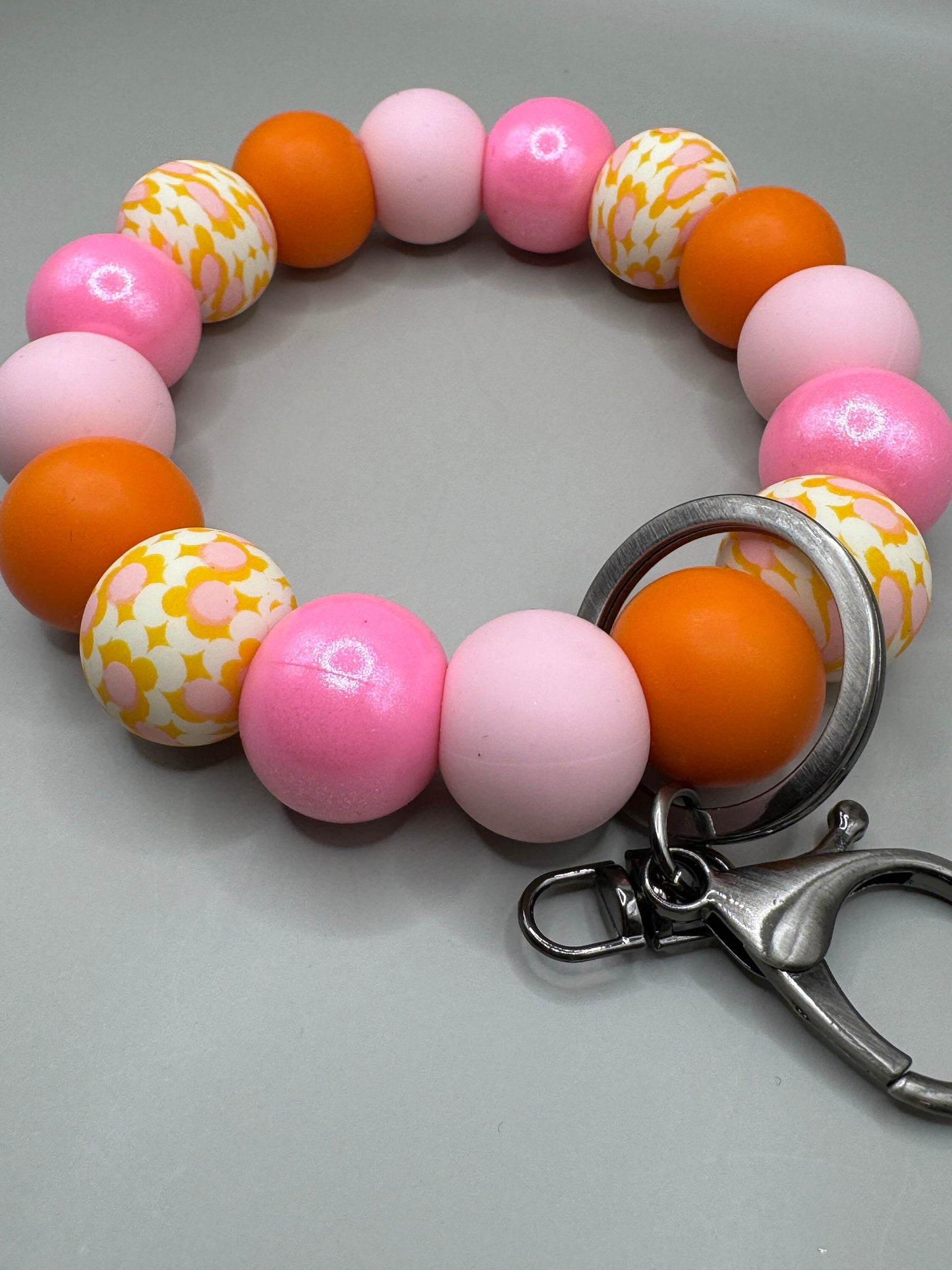 Pink Sunshine Silicone Wristlet Keychain - 19mm