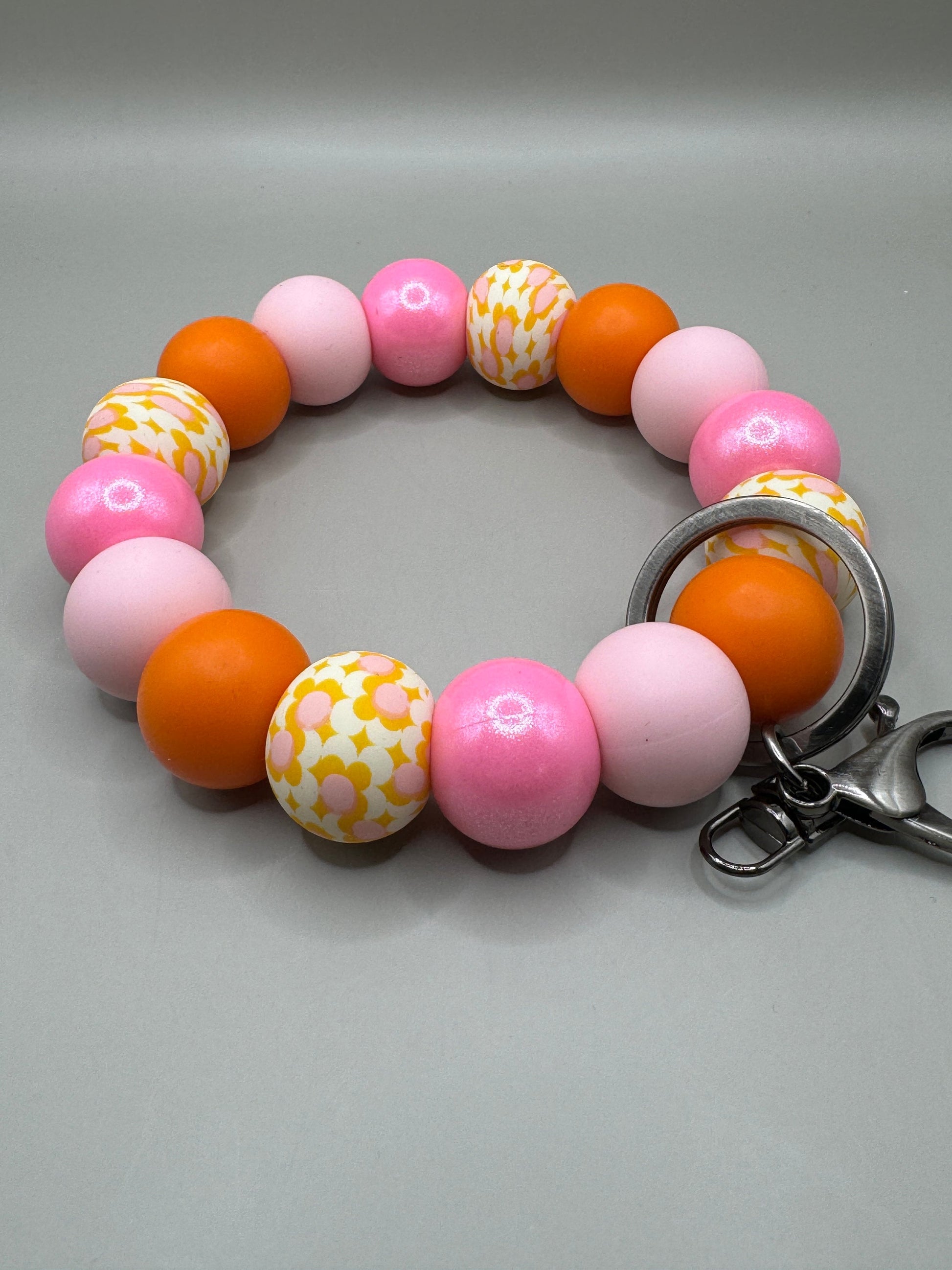 Pink Sunshine Silicone Wristlet Keychain - 19mm