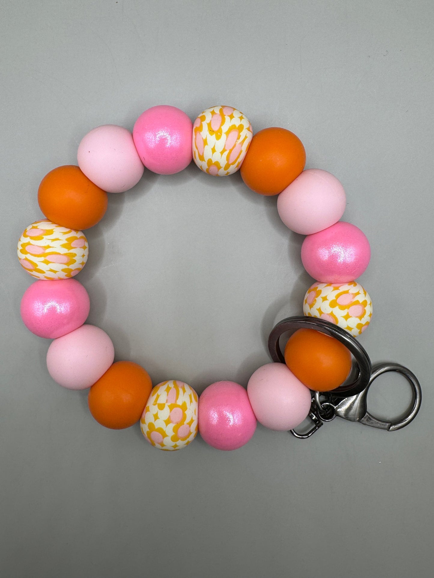 Pink Sunshine Silicone Wristlet Keychain - 19mm