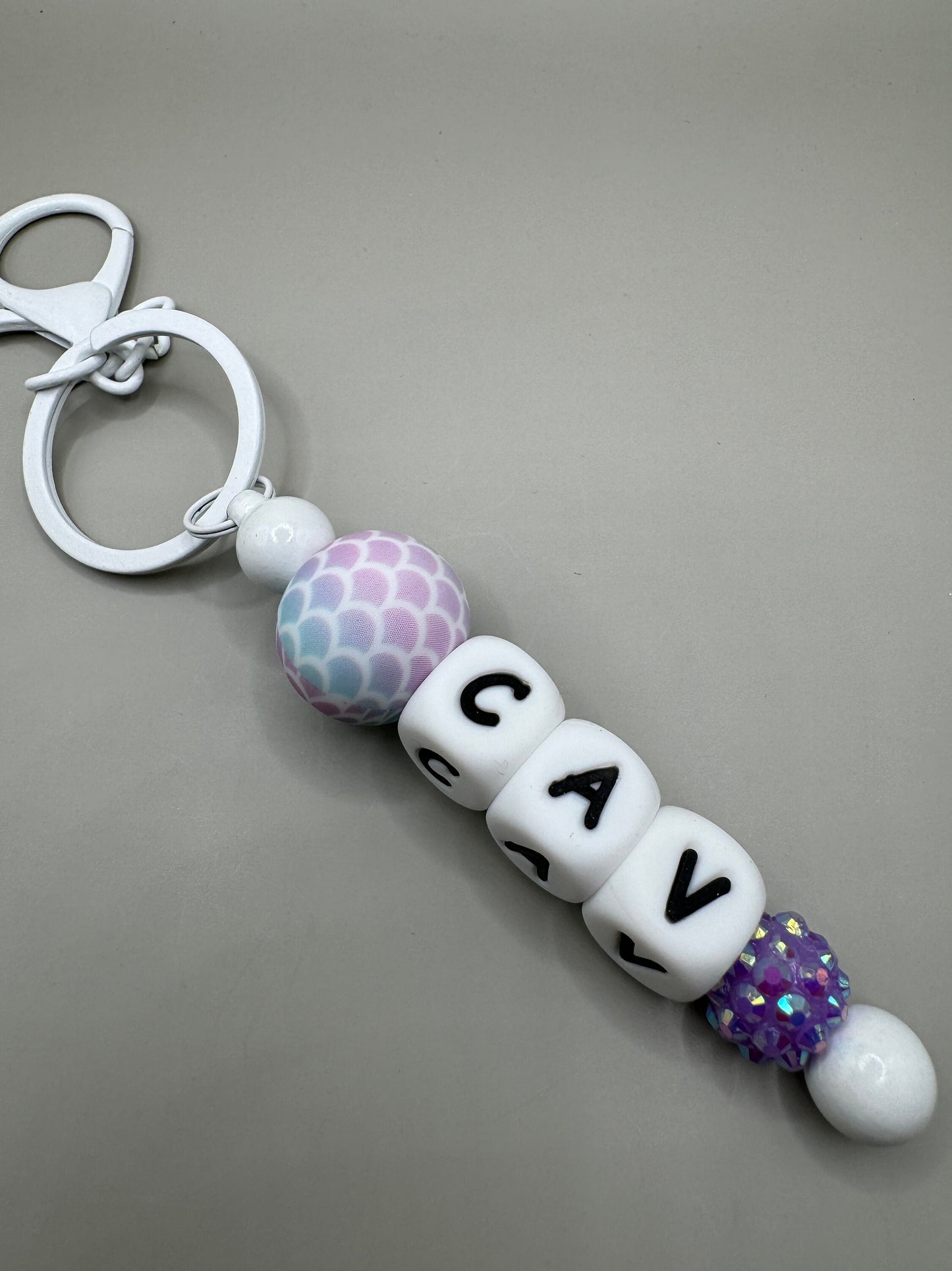 Mermaid and Initials Straight Keychain/Zipper pull for backpacks